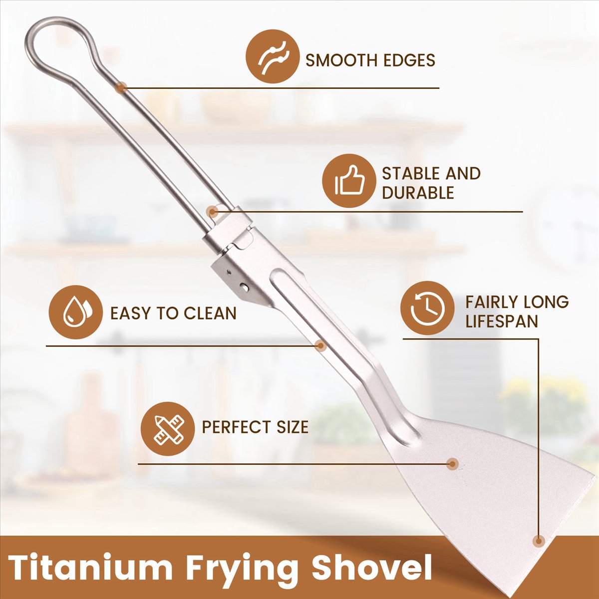 Cooking Outdoor Camping - ABXY Camping Tableware Titanium Spatula Folding