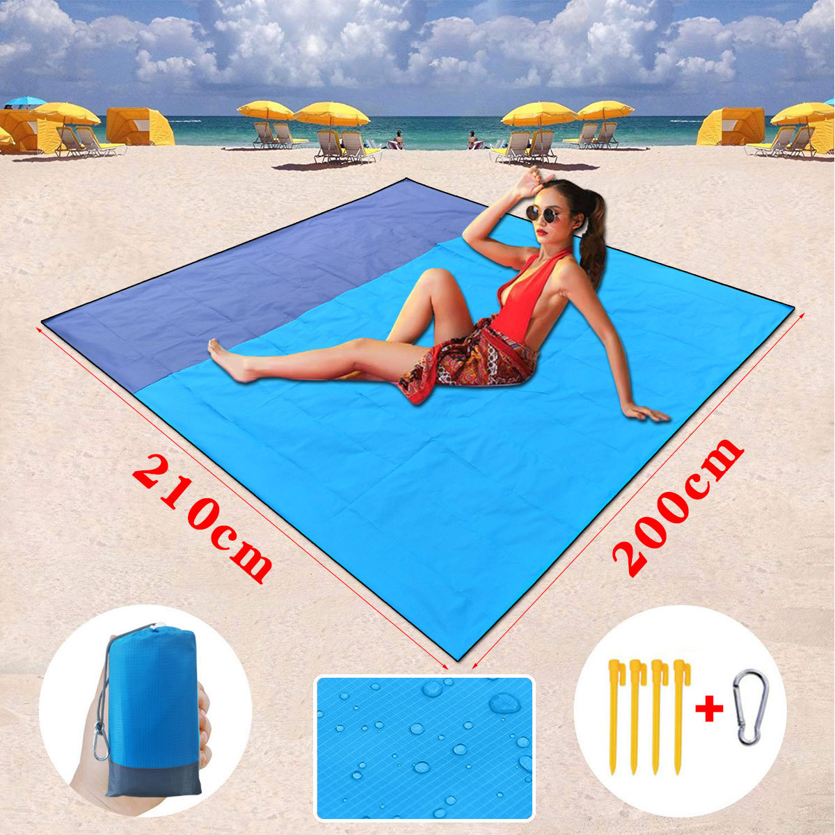 Outdoor Camping Mat Waterproof - 2x2.1m Camping Beach Mat Outdoor Folding