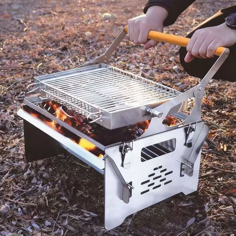 Outdoor Camping Fire Pit - Flip Style BBQ Grill 2 in