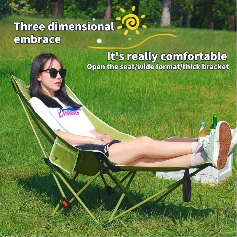 Outdoor Camping Table And Chairs - Portable Adjustable Folding Moon Chair for