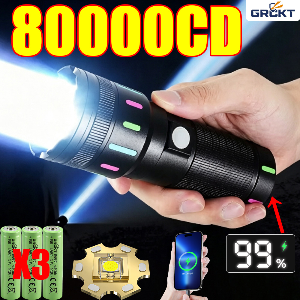 Outdoor Camping And Fishing - 80000CD Most Powerful LED Flashlight High