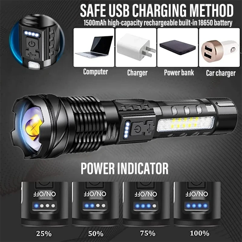 Powerful LED Flashlight Rechar - Outdoor Camping And Fishing 评论和价格