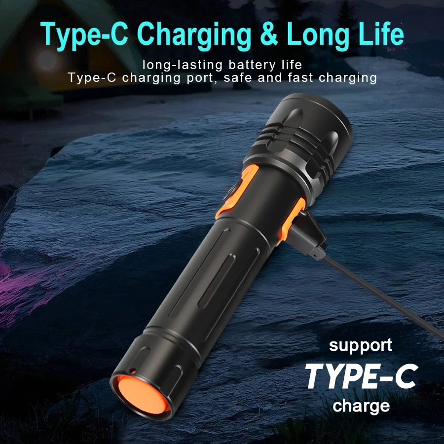 High Power LED Flashlight USB  - Outdoor Camping And Fishing 评论和价格