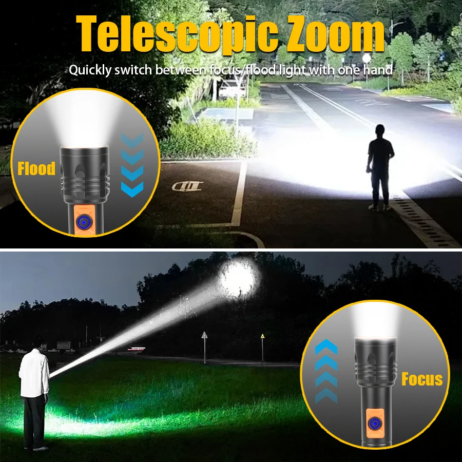 High Power LED Flashlight USB  - Outdoor Camping And Fishing 评论和价格