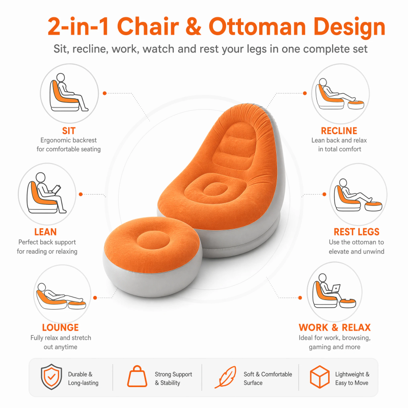 Flocking Inflatable Lazy Sofa  - Outdoor Camping Table And Chairs 评论和价格