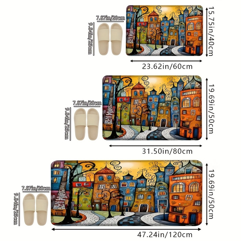 VIKAMA Whimsical Town Street D - Outdoor Camping Mat Waterproof 评论和价格