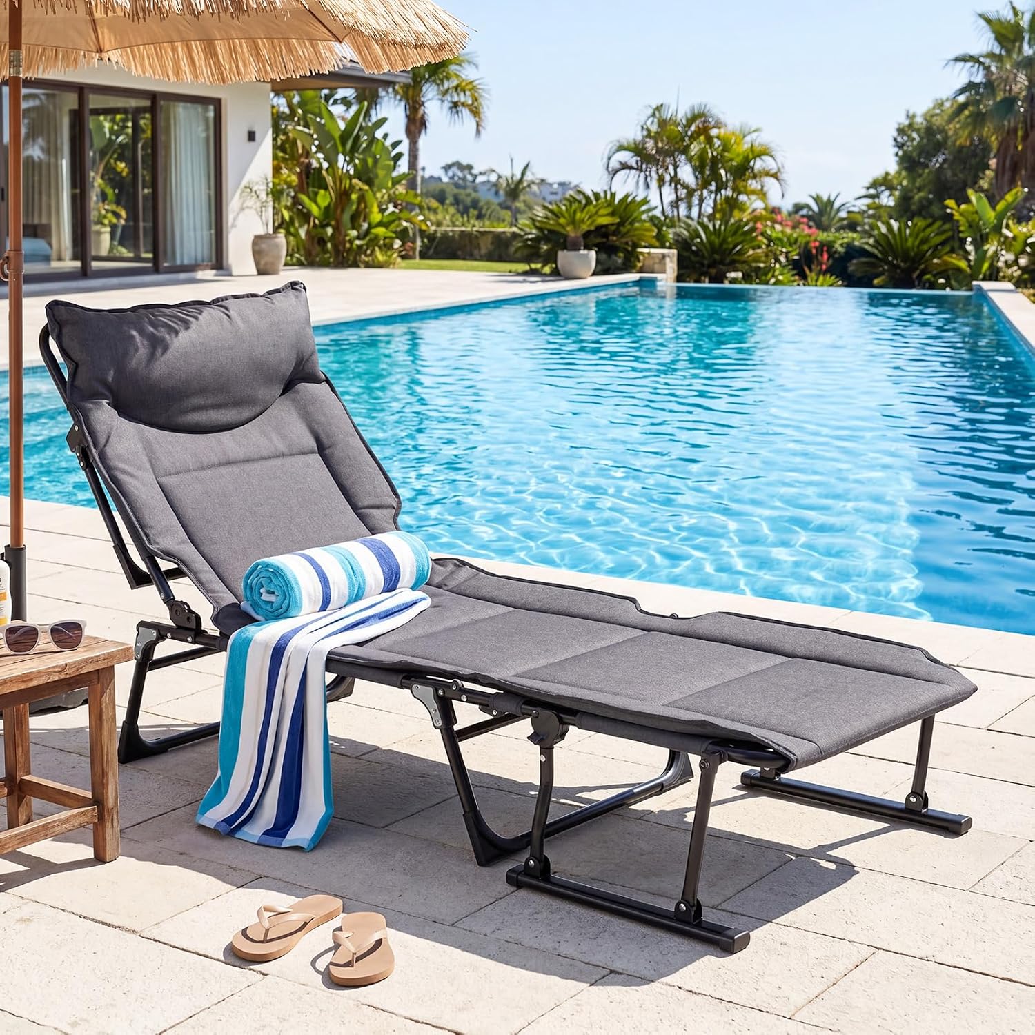 Folding Patio Lounge Chair Set - Outdoor Camping Folding Chair 评论和价格