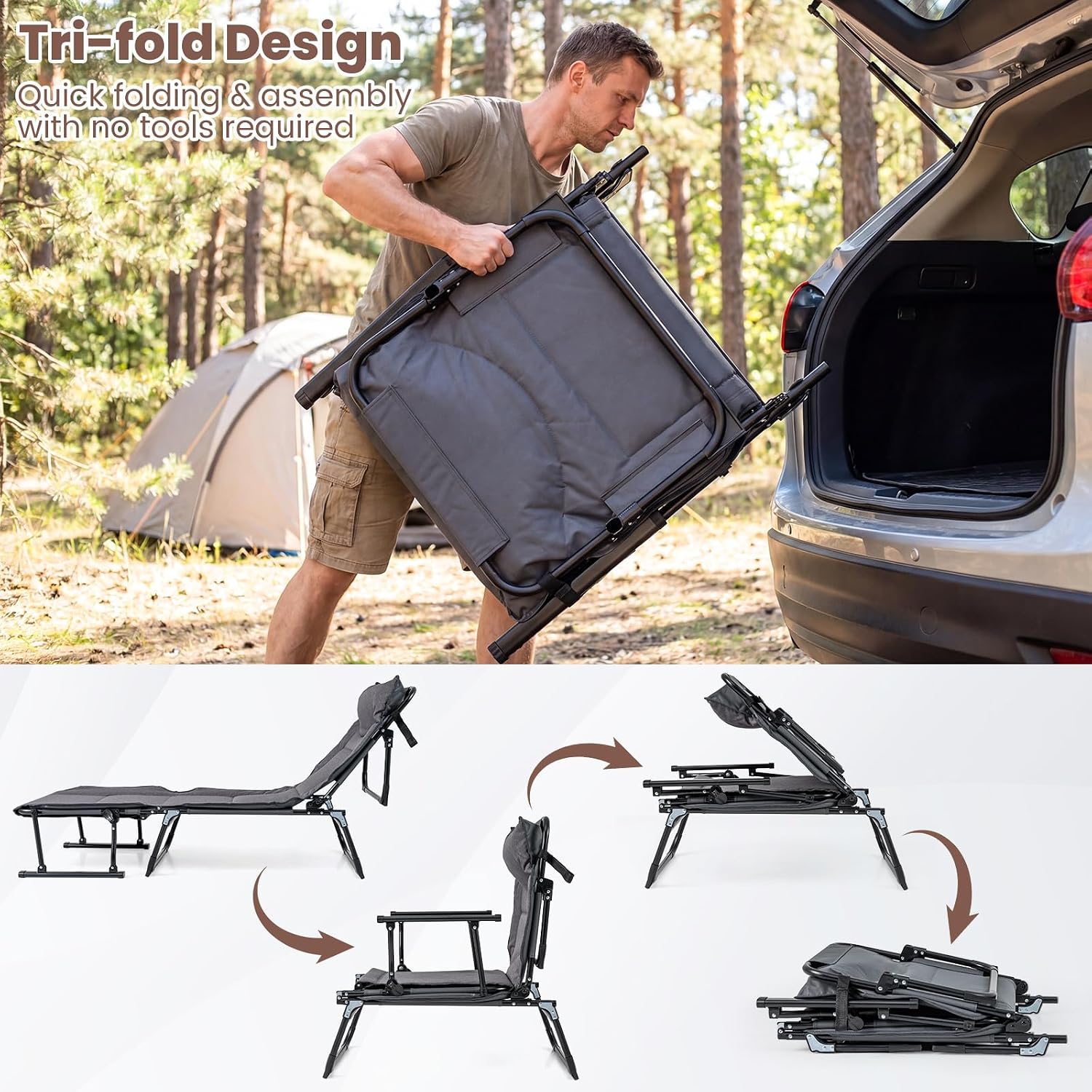 Folding Patio Lounge Chair Set - Outdoor Camping Folding Chair 评论和价格