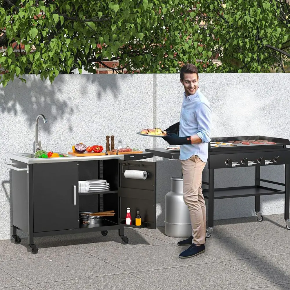 Outdoor Kitchen Island with St - Outdoor Camping Sink 评论和价格