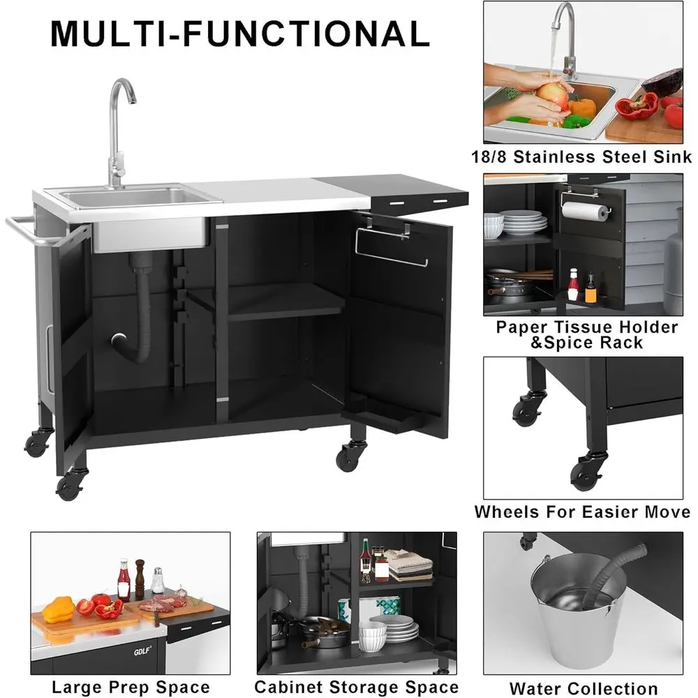 Outdoor Kitchen Island with St - Outdoor Camping Sink 评论和价格