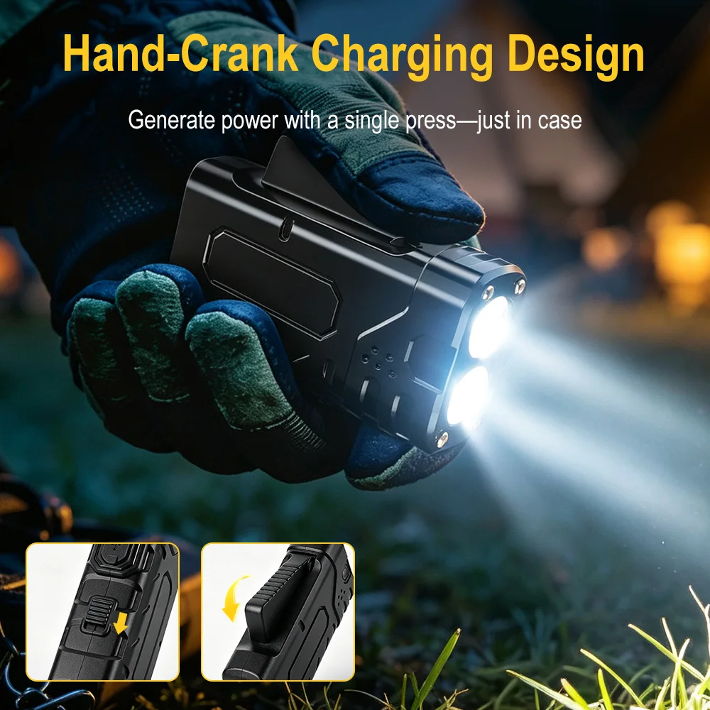 BORUIiT Hand Crank EDC LED Fla - Outdoor Camping And Fishing 评论和价格