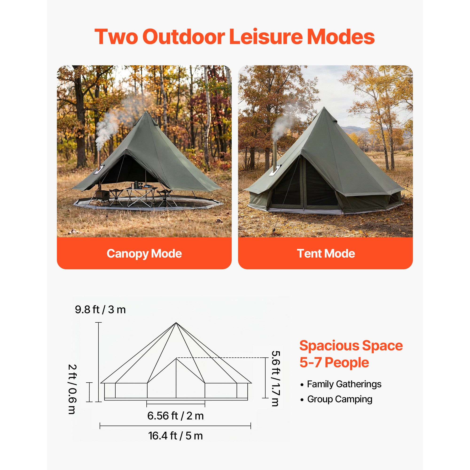Canvas Bell Tent, 4 Seasons 16 - Outdoor Yurt Camping 评论和价格