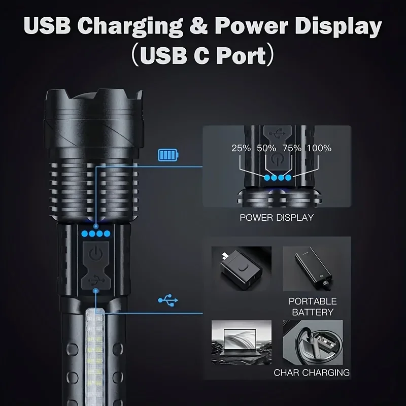 Powerful LED Flashlight Batter - Outdoor Camping And Fishing 评论和价格